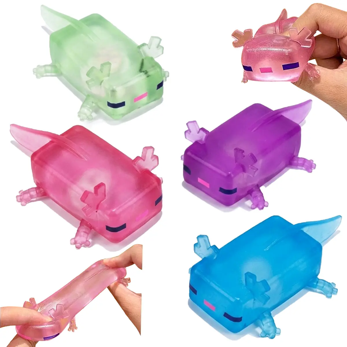 4Pcs Squishy Axolotl,Squeeze Stress Cute Fish Toy,Soft Slow Rising Stress Relief Toy,Portable Relaxation Tool for Kids and Adults, Birthday, Christmas, Office