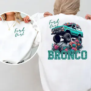 Ford Girl Bronco T-Shirt-Vintage Off Road Bronco Floral Graphic Tee