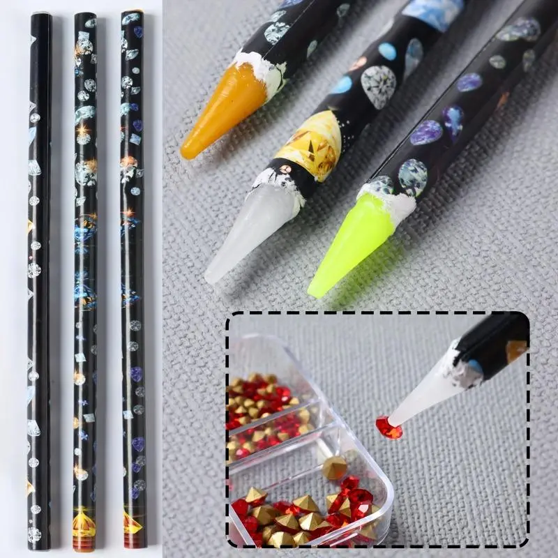 5pcs [Set of Wax Rhinestone Pickers] Wax Rhinestone Pickers Pencil Wax Pencil Set For Rhinestones Gem Dotting Crystal Pick Up Tools Rhinestone Tool Craft Art DIY Craft Tool