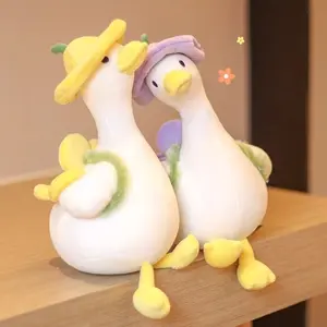 Lemon Duck Stuffed Animal, Soft White Duck Plush Pillow with Yellow Hat, Cute Goose Plush Toy for Kids & Adults, Ideal for Party Favors, Gifts & Home Decor