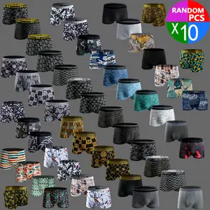 Men's 10-Pair Random-Style Boxer Briefs, Menswear, High-Elastic Breathable Comfortable Fabric, for Daily Wear All Seasons, 10 Pairs Of Random Men's Underwear
