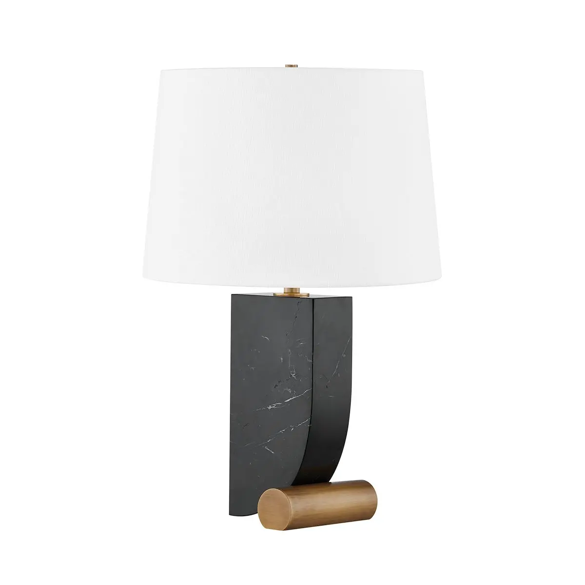 Yellowstone Table Lamp - Modern Marble and Patina Brass Design with Off-White Linen Shade