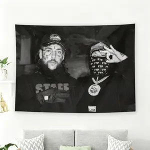 Suicideboys Black and White Rap Duo Wall Flag, Underground Hip Hop Tapestry, Grunge Aesthetic Music Room Decor
