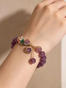Temu Unique Design Bracelet, Crystal Hand Chain for Women, Street Style All Seasons Accessory, Alloy Material, No Choking Hazard