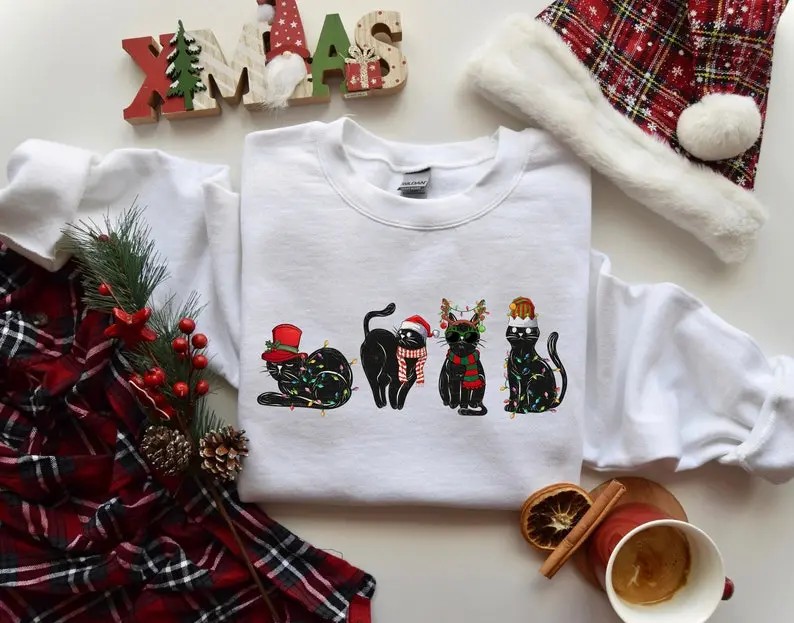 Christmas Cats Sweatshirt, Christmas Cat Mom Shirt, Cat Lovers Xmas Sweater, Christmas Cat Owner Sweatshirt, Christmas Gifts, Cat Sweater