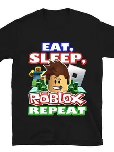 Vintage Loose-Fit T-Shirt for Kids, Roblox Letter Print, Summer Casual Top, Short Sleeve, All Seasons Wear