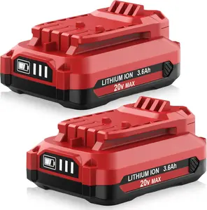 2-Packs 20V 3600mAh Replacement for Craftsman V20 Lithium Ion Battery, Compatible with Craftsman 20 Volt Battery 3.6Ah MAX CMCB205 CMCB204 CMCB206 20 Volt Cordless Power Tools (Red)