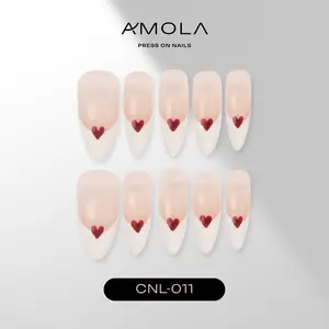 (Buy 2 Get 1) AMOLA French Tip Collection - Press on nails Handmade Press-On Nails [Free Tools with 3M Glue Tabs] Reusable, Long-Lasting, Salon-Quality