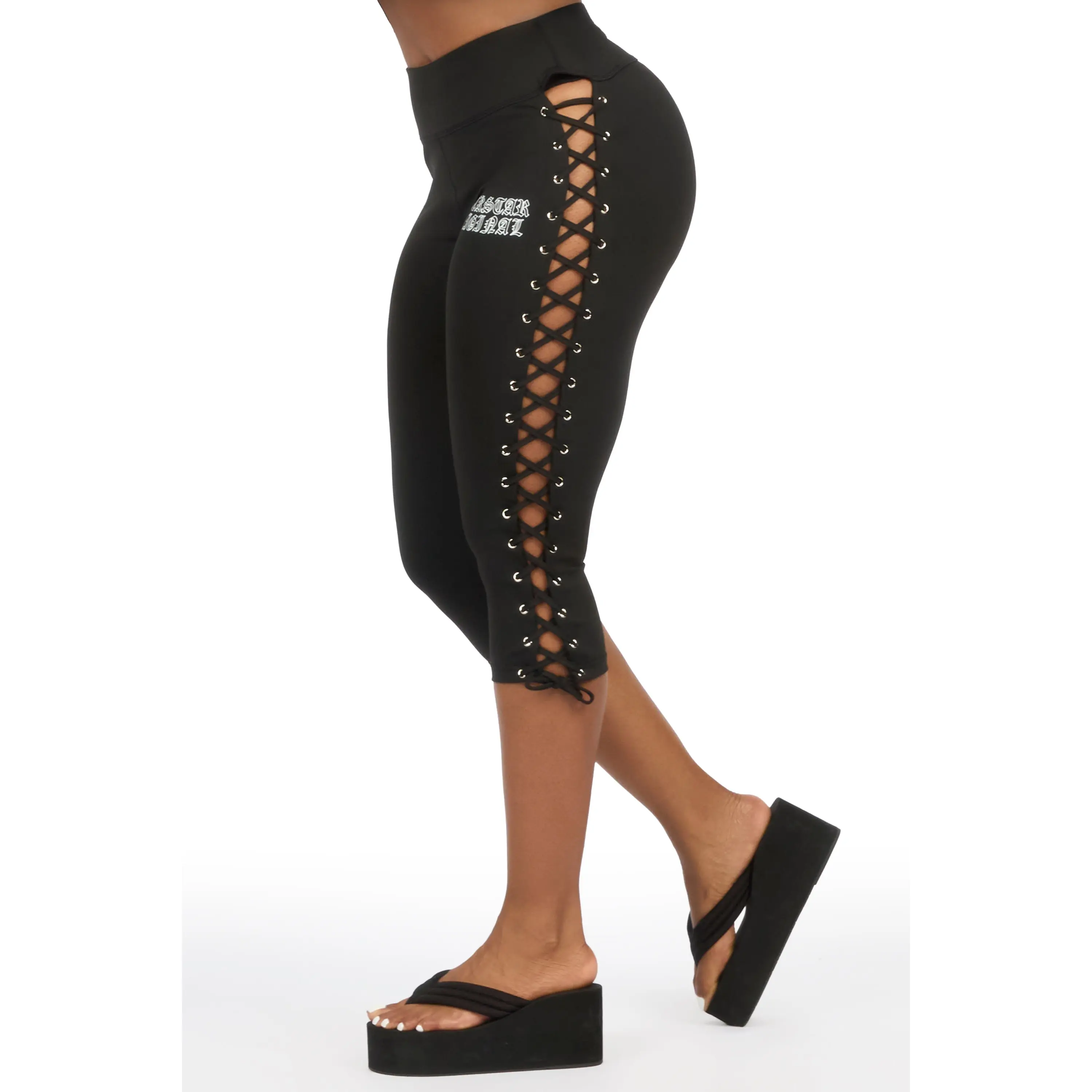 Rineshia Black Lace Up Capri
