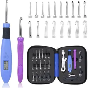 Crochet Hooks Set, 18 Interchangeable Tips, Light Up Crochet Hook Set With Case and Counter Handle, For Knitting Beginner, Crafting Enthusiasts, Crochet Supplies And Accessories Tools