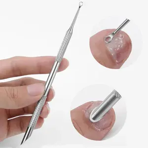 Double-ended Stainless Steel Remover Manicure Art Sticks Tool Bevelled Nail Grinding File Circle Beveled Head Cuticle Pusher