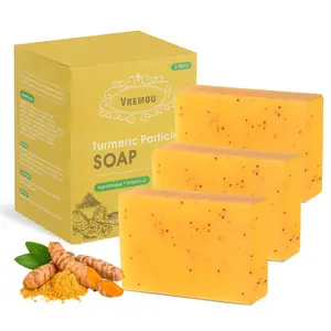 3pcs Turmeric Soap Set, Handmade Face Wash Bar, Cleanser, Natural Extracts, Men & Women Care, Daily Body Cleansing, Travel Gift Pack
