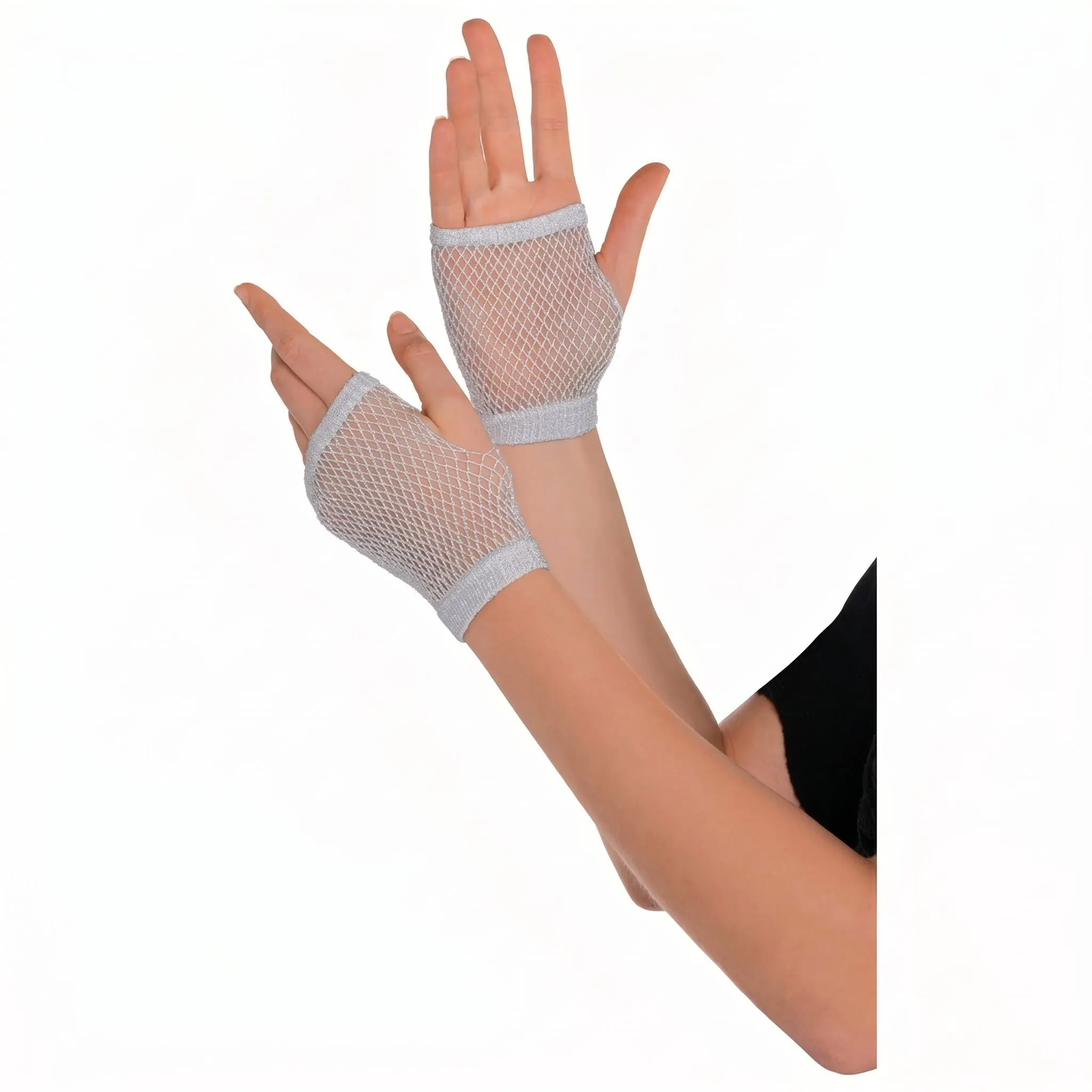 Silver Fishnet Short Gloves - Team Spirit Accessories