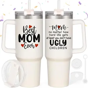 HACOOL SHOPMom's birthday gift -40 oz wife mom fun and unique popular birthday gift, ladies' happy birthday gift cup (cream), mom's best rolling gift ever