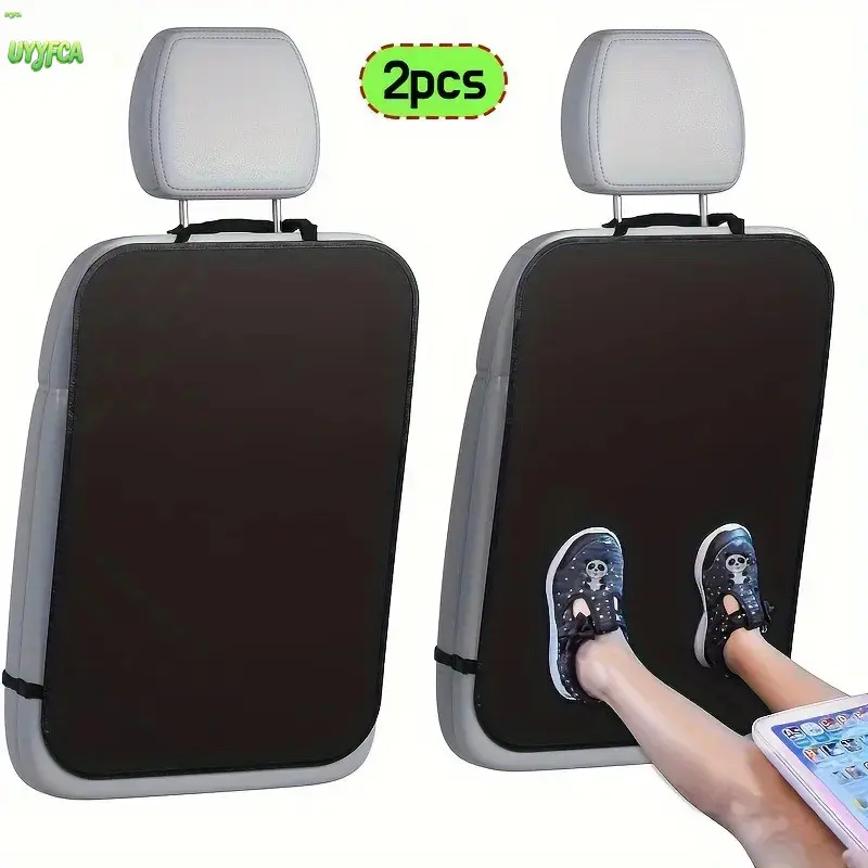 2pcs Automatic Seat Back Kick Protector, Large Black Car Seat Cover, Waterproof 600D Oxford, Adjustable Strap Design, Universal Fit for Most Vehicles, Easy to Install & Clean, Ideal for Kids Wide Design,Effective Defense Against Dust Dirt Stains Scratches