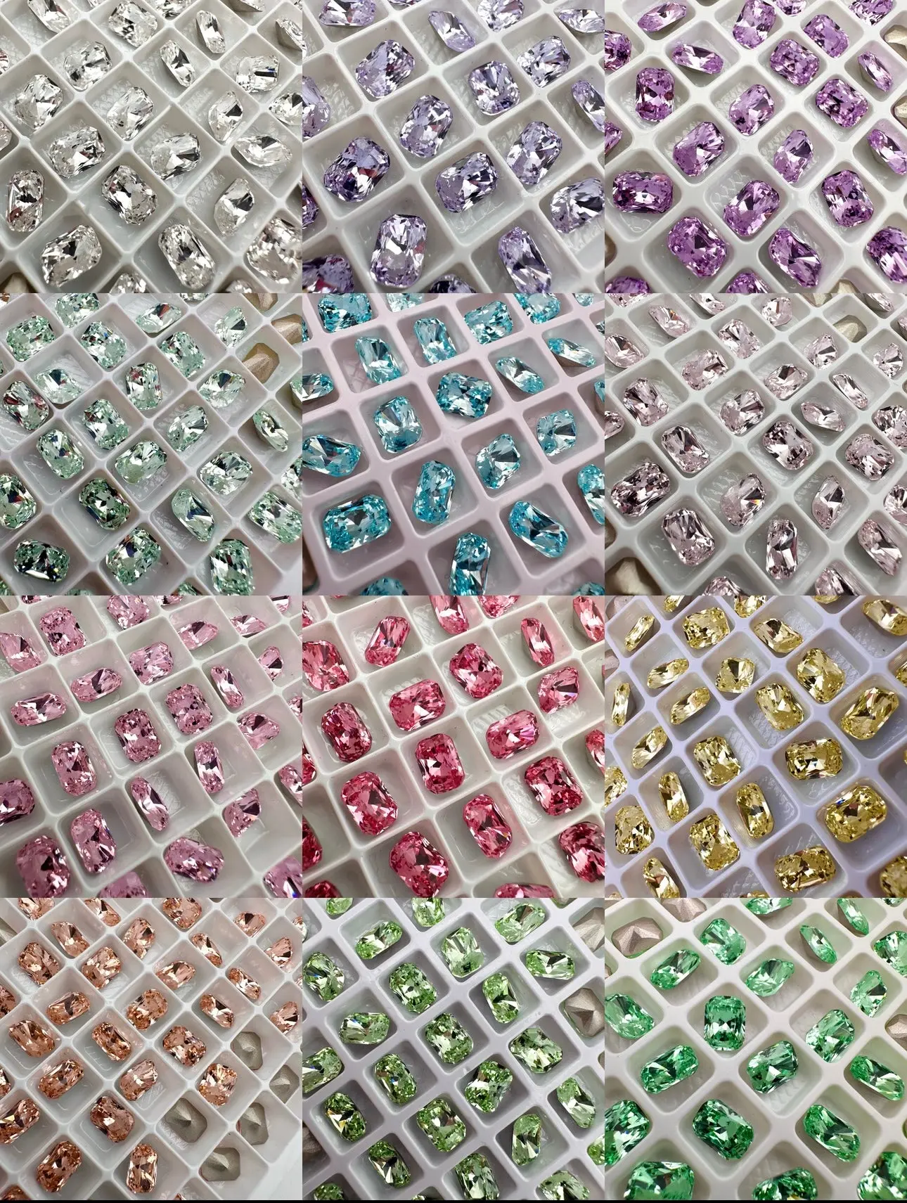 Luxe 6x8mm Small Rectangle Shape Foiled Pointed Back Rhinestones for Nails Arts and DIY