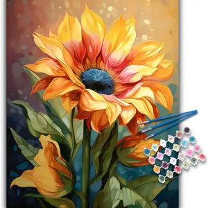 Paint by Numbers Kit for Adults Beginners, Sunflower Acrylic Adult Paint by Number Kits on Canvas, Sunflower Digital Oil Number Painting Kits for Home Decor Gift 16"x20"