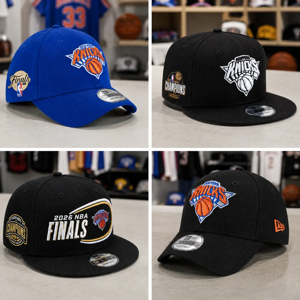 New York Knicks Basketball Cap 2026 NBA Finals Champions Collection, 9FORTY & 9FIFTY Adjustable Snapback Baseball Hat