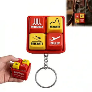 Aircraft Warning Sound Simulator Keychain, Authentic Cockpit Button Design with 4 Alarm Sounds, Pilot and Crew Gift for Aviation Enthusiasts, Stress Relief Interactive Keychain