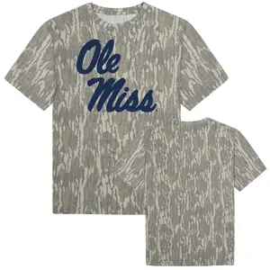 Ole Miss Mossy Oak Logo Adult T-Shirt, Bottomland Camo Tee, Mossy Oak Washed Out Camo Logo Tee, Shirt Gift For Mom, Mother's Day Gift