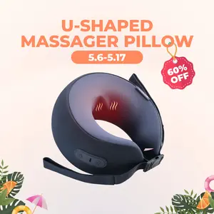 [mothersdaygift] CINCOM U-Shaped Neck Massager Pillow（Midnight Blue）for Cervical Support,with Soothing Heat & Kneading, 360° Memory Foam Support, Cordless, Rechargeable & Portable, Perfect Gift for Black Friday, Thanksgiving, Christmas, Birthdays & More