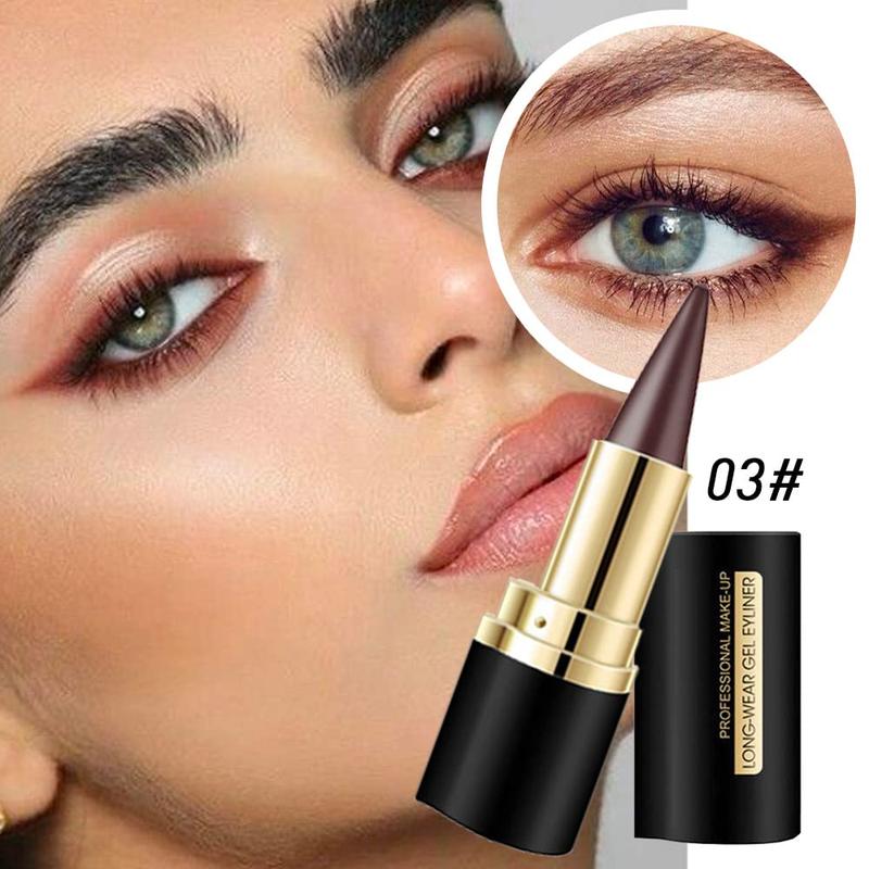 2Pcs Black Brown Gel Eyeliner Pencil, Natural Black Eyeliner Cream for Waterline, Long Wear Crayon Eye Liner Waterproof Smudge Proof, Smokey Eye Eyeshadow Palette Gothic Halloween Makeup Set