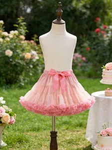 Elegant Cute Sheer Bubble Skirt for Big Girls, Fashionable Comfort Design, Perfect for Daily Wear, Knee Length, Natural Waist, All Seasons