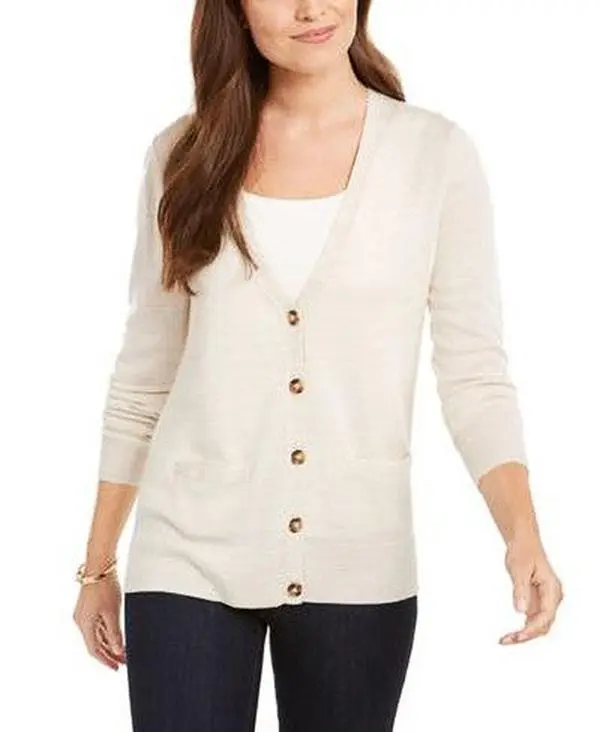 Charter Club Merino Wool V-Neck Cardigan