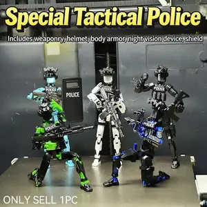 T13 Action Figure, Full Jointed Collectible Doll, Assembled Police Style, Multiple Weapons, Replacement Hands, Holiday Gift, Model Set