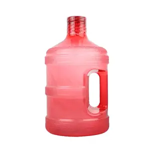 H8O  1 gal Round Water Bottle with 48 mm Cap, Red