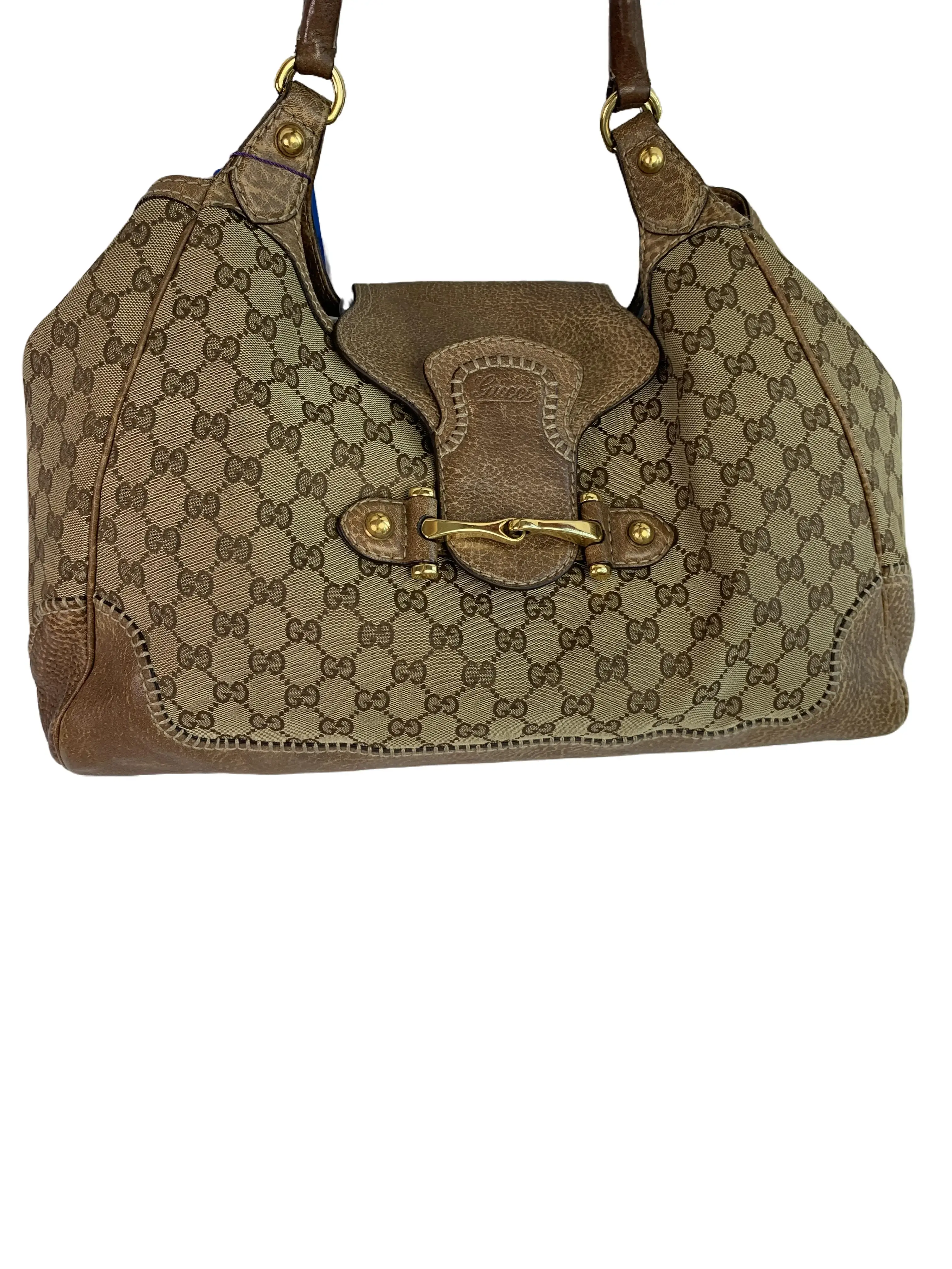 Pre-owned GUCCI GG Monogram Canvas & Leather Handbag/WJ08101501/1501