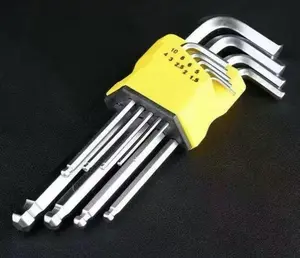 Jhome 09028 9pcs Silver Oxide L Shape Round Head Hex Key Set Durable Steel Allen Wrenches for Tools