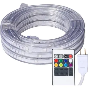 33ft Flat Flexible LED Rope Lights, Color Changing RGB Strip Light with Remote Control, 8 Colors Multiple Modes, Plug in Novelty Light, Connectable and  for  Kitchen Indoor Outdoor Use...