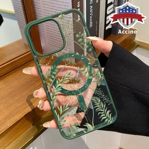 Magnetic Phone Case Compatible with iPhone 17 16 Pro Max 15 Plus 14 13 12 11  Air XR XS E Forest Full of Stars Pattern Hard Acrylic Back Soft TPU Edge Shock-resistant Cover Transparent Fingerprint Shockproof Casing, Smartphone, Handheld, Protection