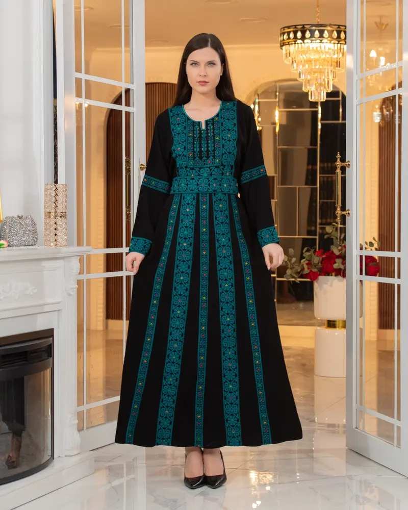 sachin and babi light blue dress Floria Palestinian Jordanian Embroidered Maxi Dress Princess Design main image 1