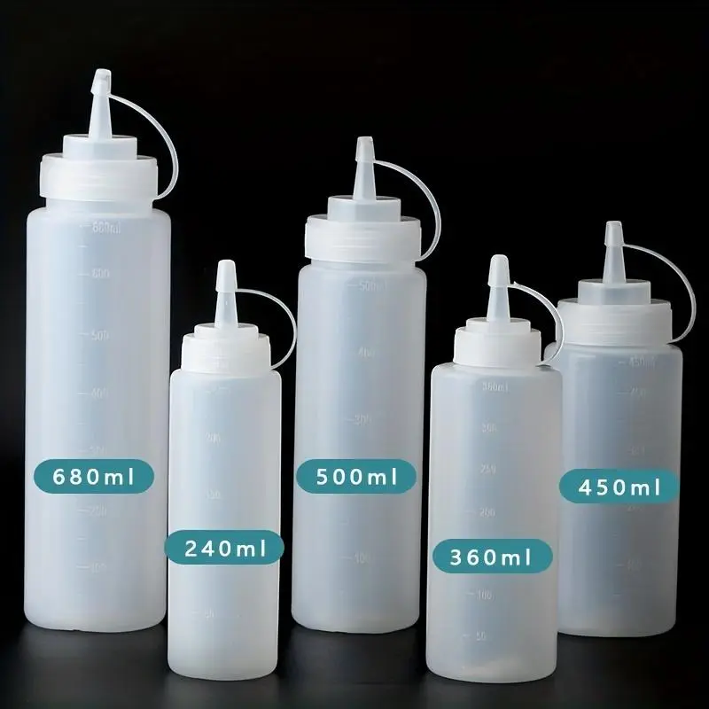Tomato salad dressing transparent mouth squeeze commercial oil pan seasoning sauce bottle Plastic Dispensing Bottle Oil Dispenser Bottle set