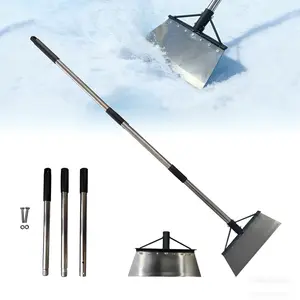 Stainless Steel Snow Shovel with Handle, suitable for road cleaning (snow, ice, soil, moss, etc.) and lawn edging. Sharp and practical, easy to use, sturdy and durable, it is a must-have for home.