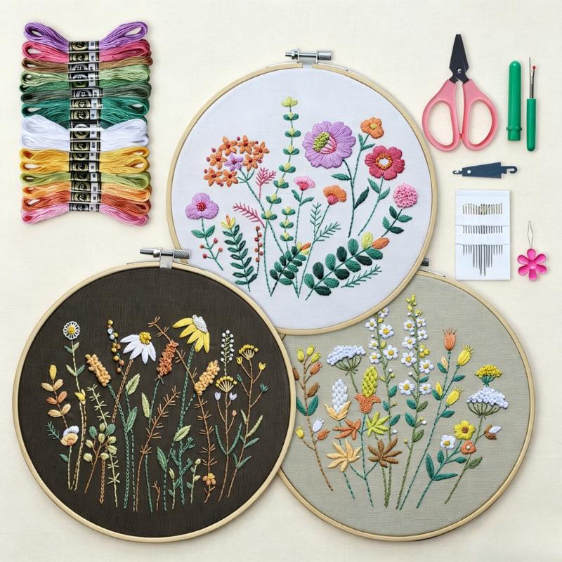 Beginner Embroidery Kit for Adults | 3 Pack DIY Craft Set with Hoop & Tools Top Selling Beginner Embroidery Kit for Adults | 3 Pack DIY Craft Set with Hoop & Tools Top Selling