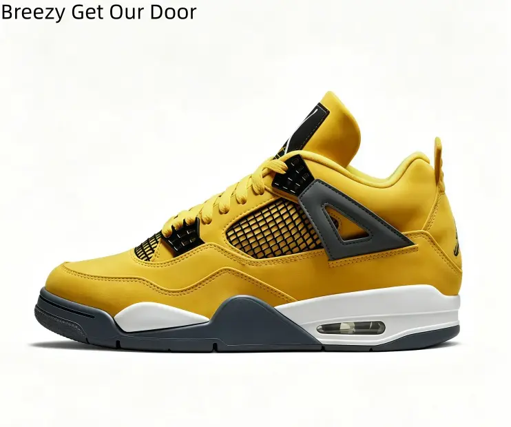 Cushioned Wear-Resistant Mid Height Athletic Footwear Yellow Black White Mixed Mesh Leather Casual Workout Walking Sneakers for All-Day Use