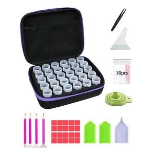 30/60 Slot Diamond Painting Storage Box, Canvas Organizer with Tools, Portable Jewelry Container, Multi-Functional Craft Kit