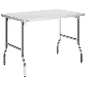 Summervibes VEVOR Folding Commercial Prep Table, 48x 30 Inch Commercial Worktable Workstation, Heavy-duty Stainless Steel Folding Table with 300 lbs Load, Kitchen Work Table, for Home Kitchen Restaurant Garage