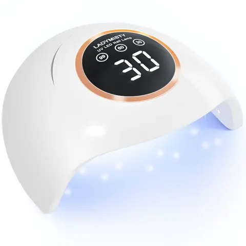 LadyMisty 72W UV LED Nail Lamp Light Dryer for Nails Gel Polish with 18 Beads 3 Timer Setting & LCD Touch Display Screen, Auto Sensor, Professional Nails, White/Pink