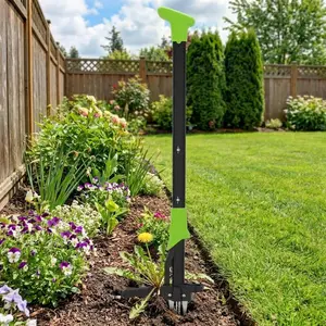 4-Claw Raise Weed Puller Tool – 40 Inch Long Ergonomic Handle – Easy Eject Manual Weeder for Garden, Lawn, Patio, Outdoor Root Removal – Durable Construction Black