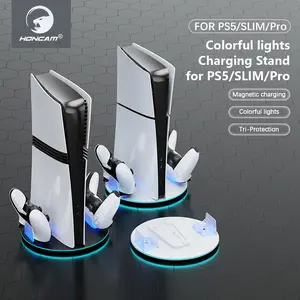 for PS5,Slim,PRO Charging base Host Colorful Luminous Bracket, for Ps5&Slim Game Console Optical Drive Version Digital Version Base Bracket