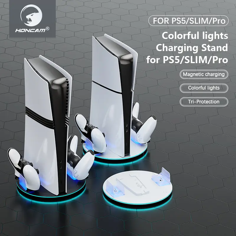 for PS5,Slim,PRO Charging base Host Colorful Luminous Bracket, for Ps5&Slim Game Console Optical Drive Version Digital Version Base Bracket