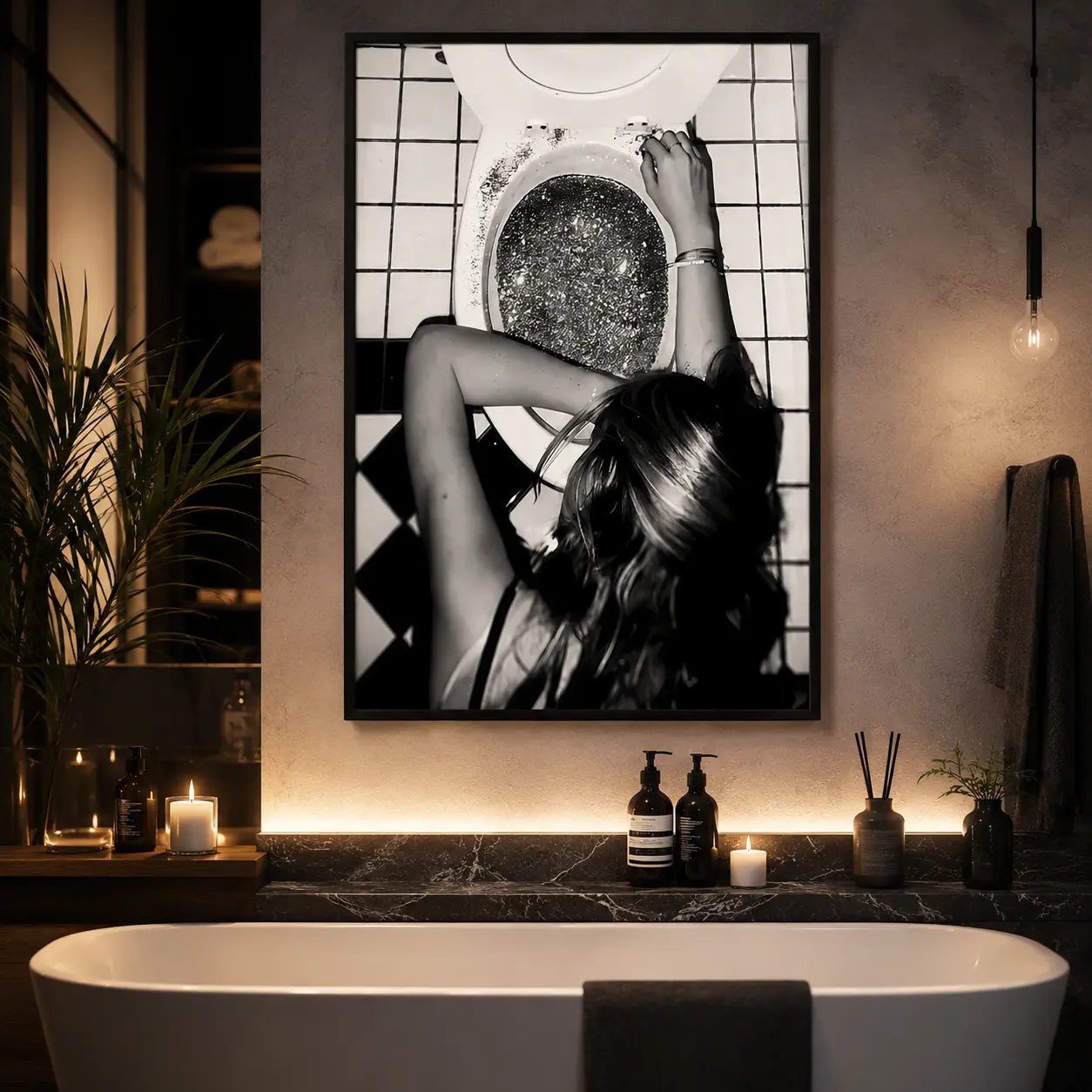 After the Disco Party Black and White Funny Print, Bathroom Wall Art Poster, Bar Canvas Print, Artistic Home Decor for Teen Girls and Women, Girl Room Decor, Bedroom Dorm Wall Decor, Funny Aesthetic Poster Gift
