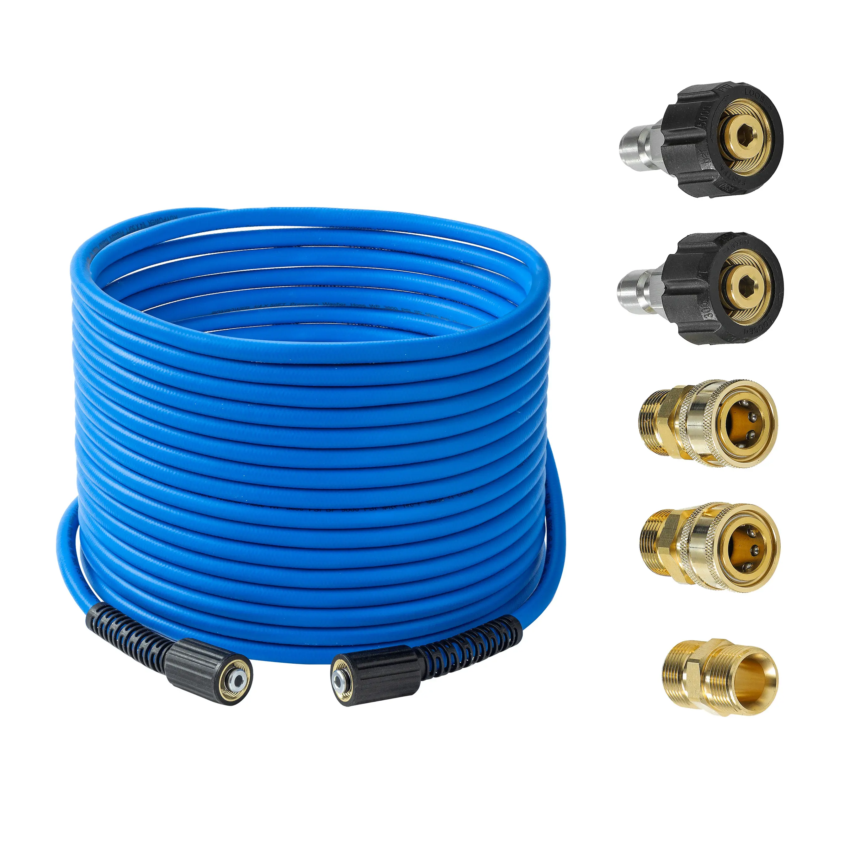 FIXFANS Pressure Washer Hose - 1/4" X 50 FT High Power Extension, Kink & Wear Resistant, Compatible with M22 Fittings - 3600PSI, Garden Hose Connectors, Water Hose
