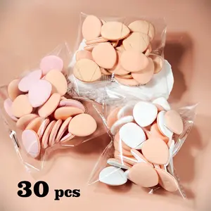 30pcs Mini Finger Puffs, Foundation Powder Puff, Powder Play Sponge for Face and Body, Loose Powder Foundation Blending, Wet and Dry Cosmetic Tool with Strap for Easy Handling