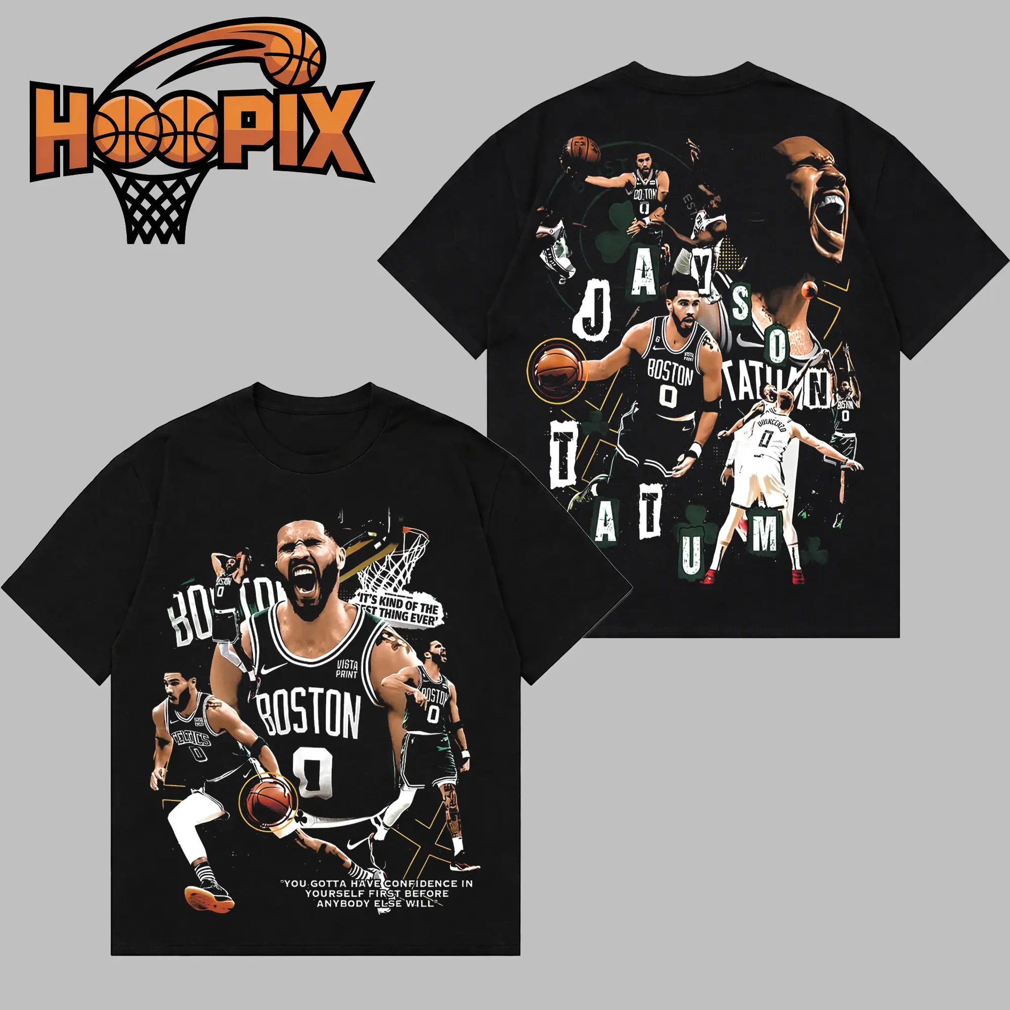HOOPIX - JAYSON TATUM Premium Cotton Hoodie T-Shirt (Made In USA), JT Fans Shirt, Game Day Outfits, Gift For Golden State Basketball Fans, Basketball Graphic Tee Hoodie