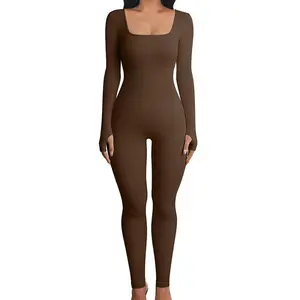 Women's yoga jumpsuit training ribbed long sleeved sports jumpsuitRAIMENTRY